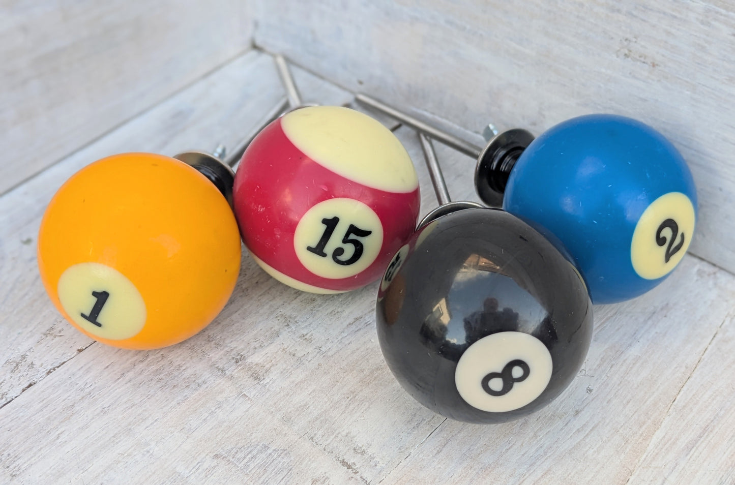 Set of 4 Repurposed Pool Ball Drawer Pulls - Mancave Games Room Decor