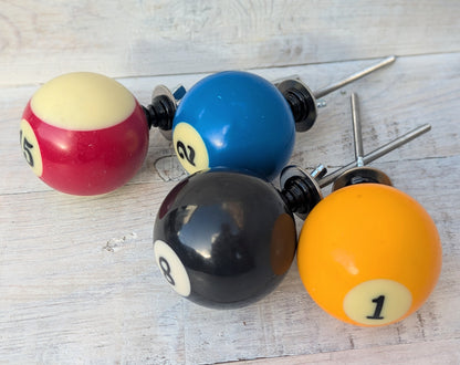 Set of 4 Repurposed Pool Ball Drawer Pulls - Mancave Games Room Decor