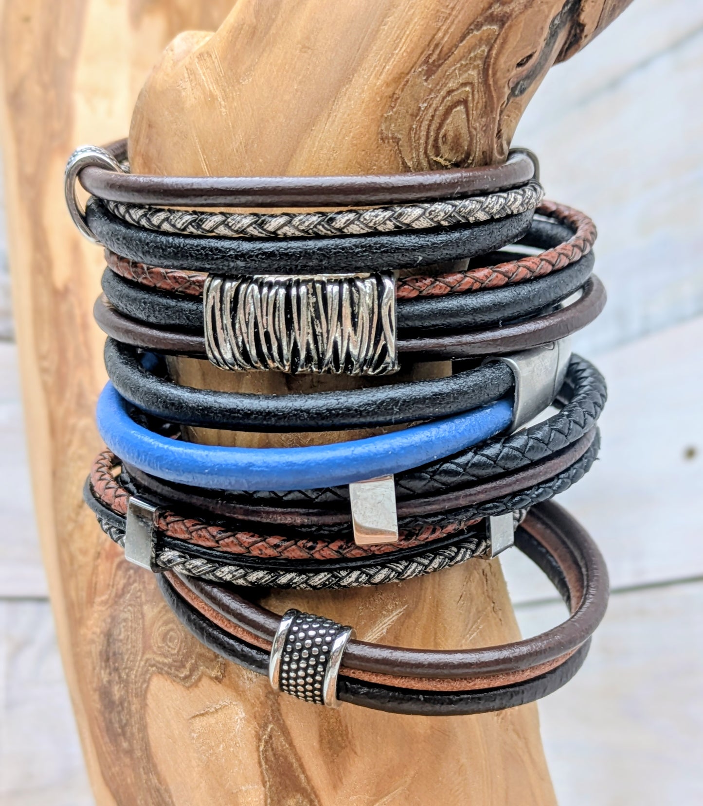 Handmade LEATHER Bracelets Mens Fashion Jewelry Boho Unisex Surfer Style
