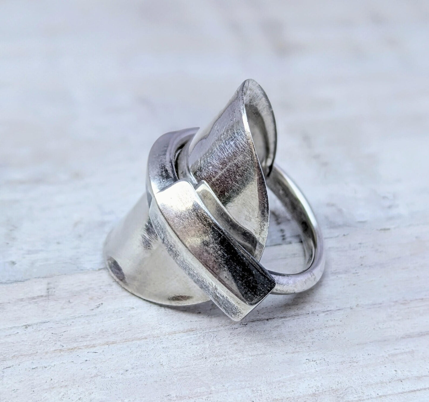 Sterling SILVER Birmingham 1935 Art Deco Spoon Ring
