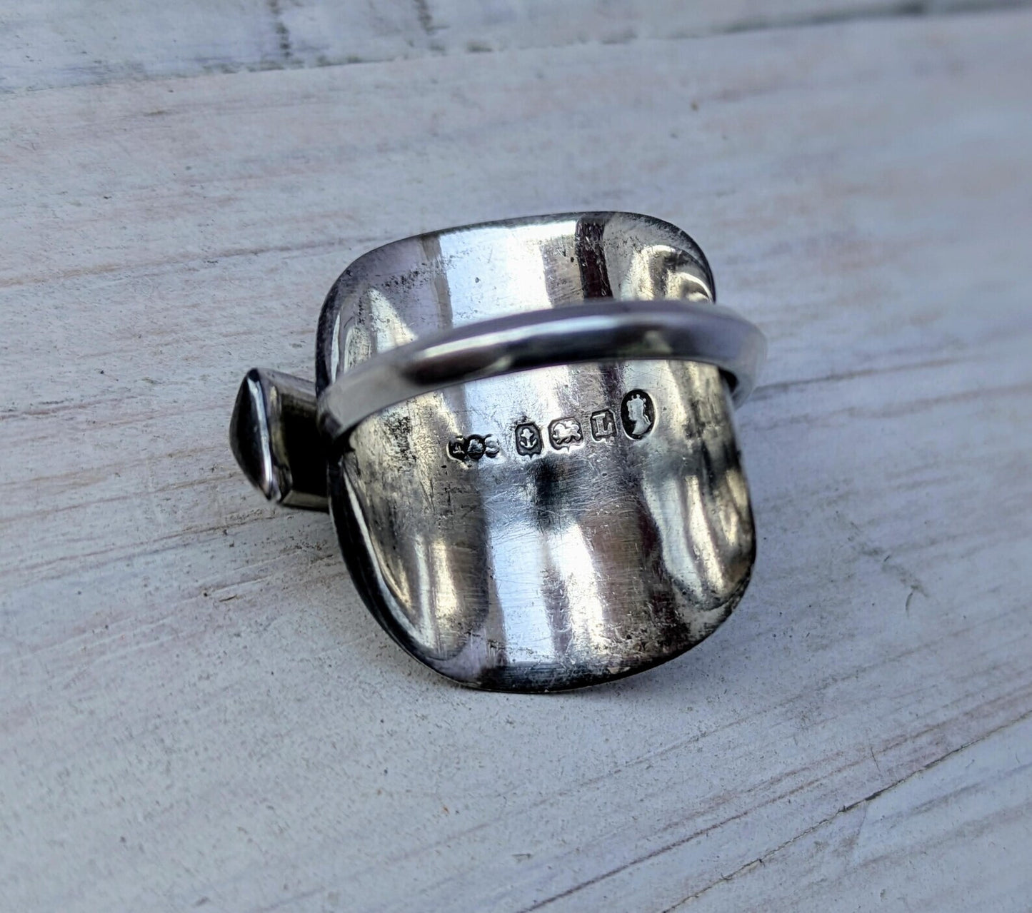 Sterling SILVER Birmingham 1935 Art Deco Spoon Ring