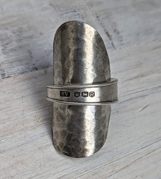 Tall 1957 Sterling Silver Baby Spoon Ring