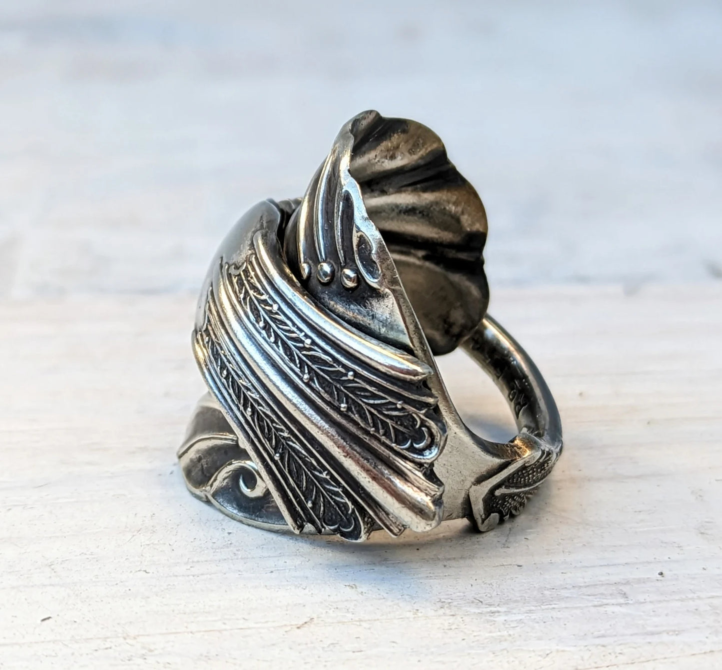 Unisex Vintage Shell Spoon Ring - Upcycled Jewelry