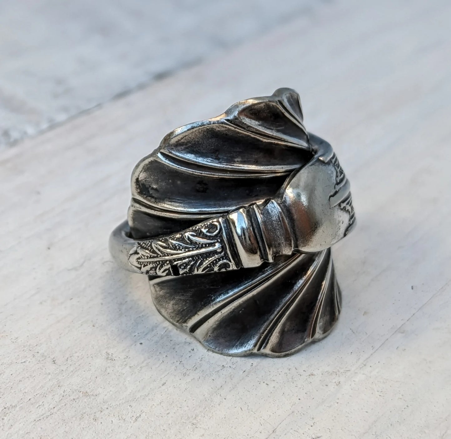 Unisex Vintage Shell Spoon Ring - Upcycled Jewelry