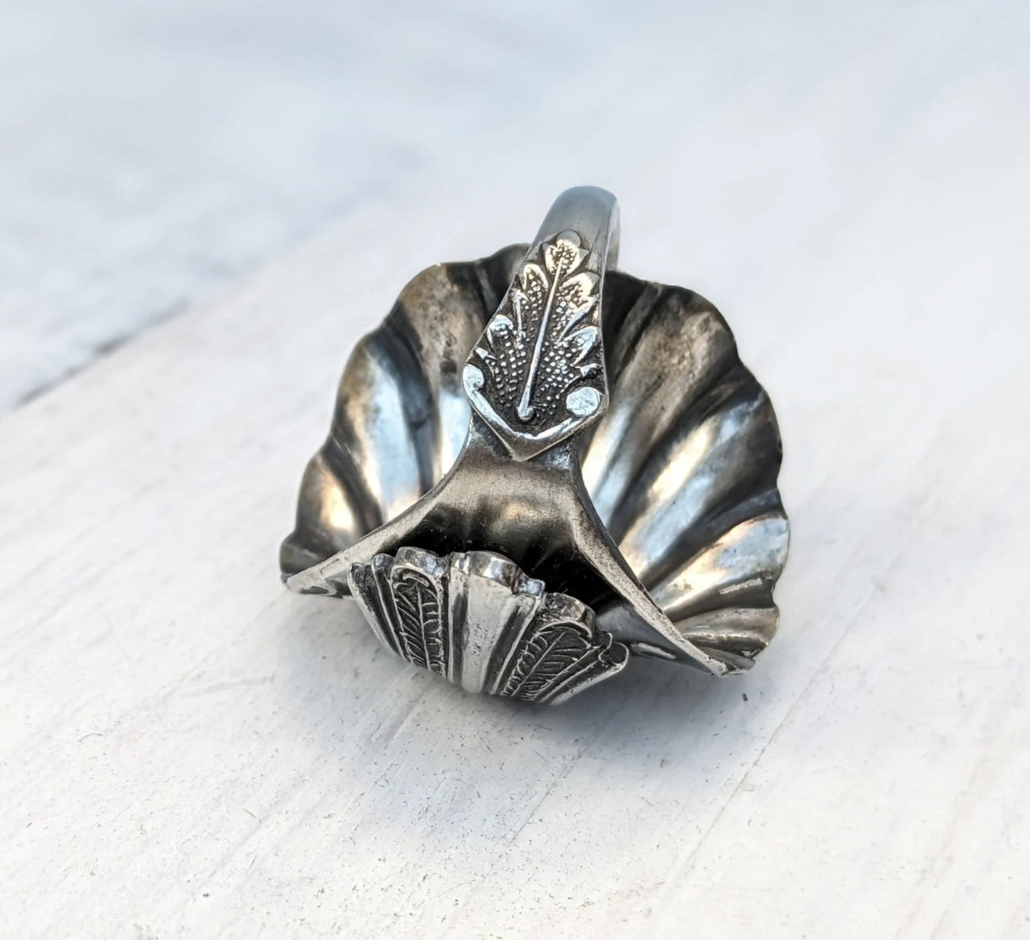 Unisex Vintage Shell Spoon Ring - Upcycled Jewelry