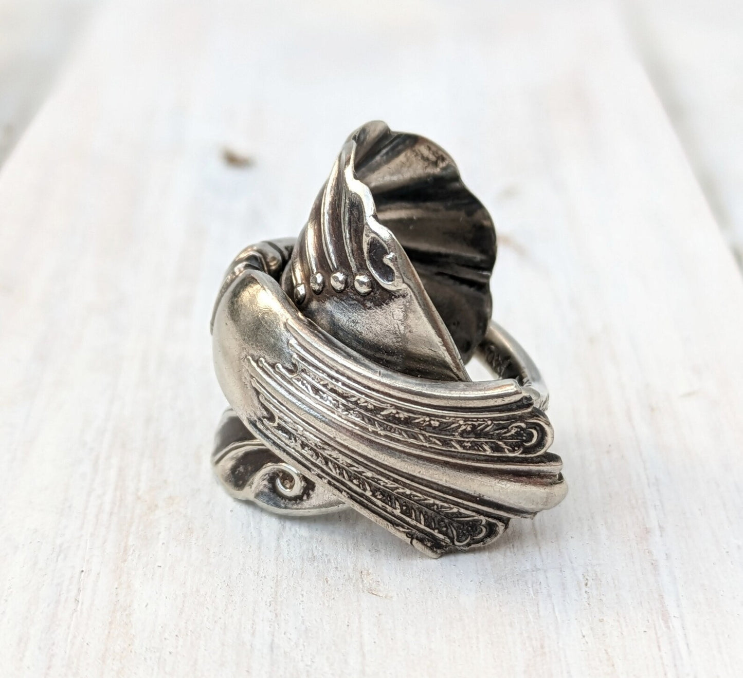 Unisex Vintage Shell Spoon Ring - Upcycled Jewelry