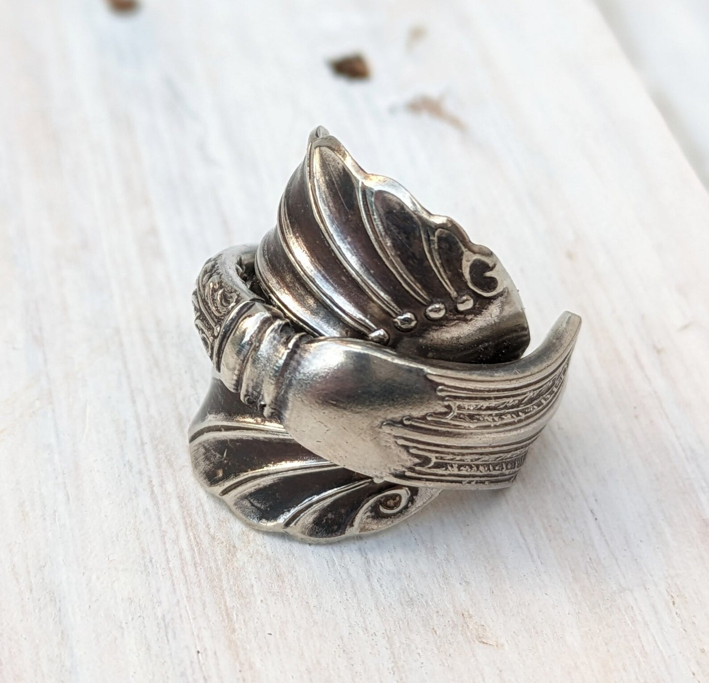 Unisex Vintage Shell Spoon Ring - Upcycled Jewelry