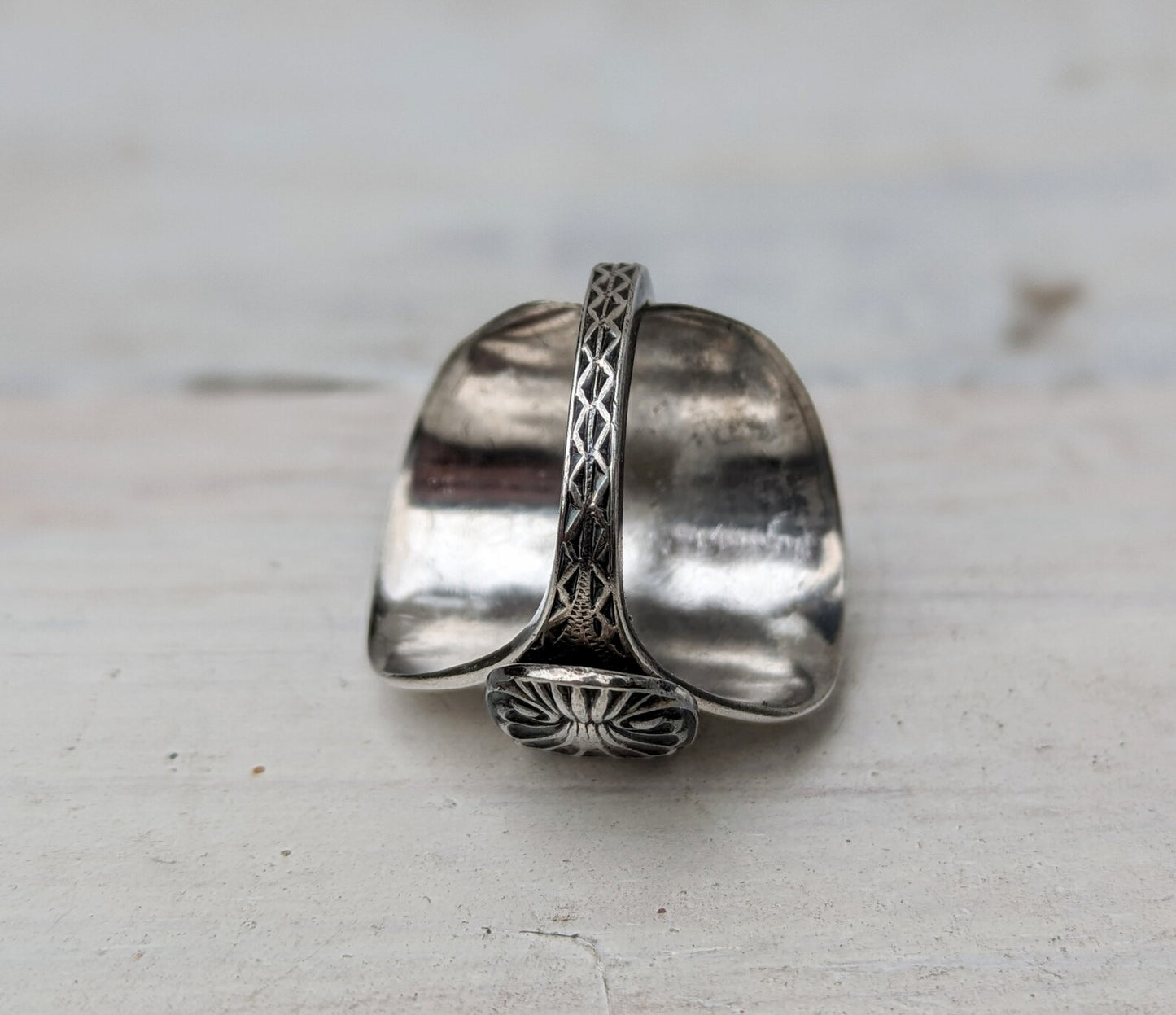 Sterling SILVER London 1892 VICTORIAN Spoon Ring