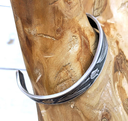 Stainless Steel Tulip Floral Cuff Bracelet Handmade Upcycled Unisex Boho Jewelry