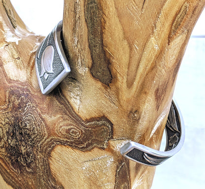 Stainless Steel Tulip Floral Cuff Bracelet Handmade Upcycled Unisex Boho Jewelry