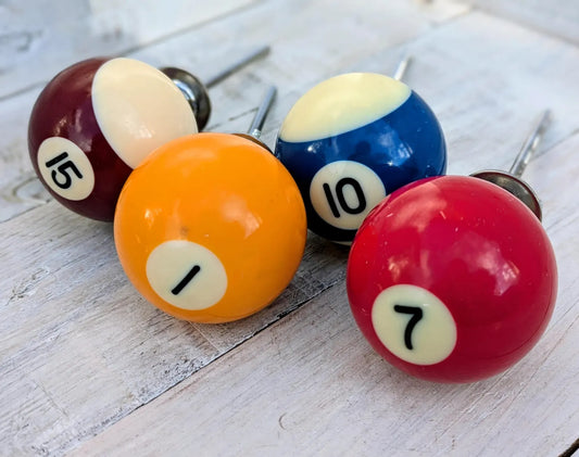 Set of 4 Repurposed Pool Ball Drawer Pulls - Mancave Games Room Decor