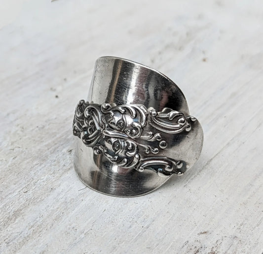 Sterling SILVER Birmingham 1897 VICTORIAN Spoon Ring