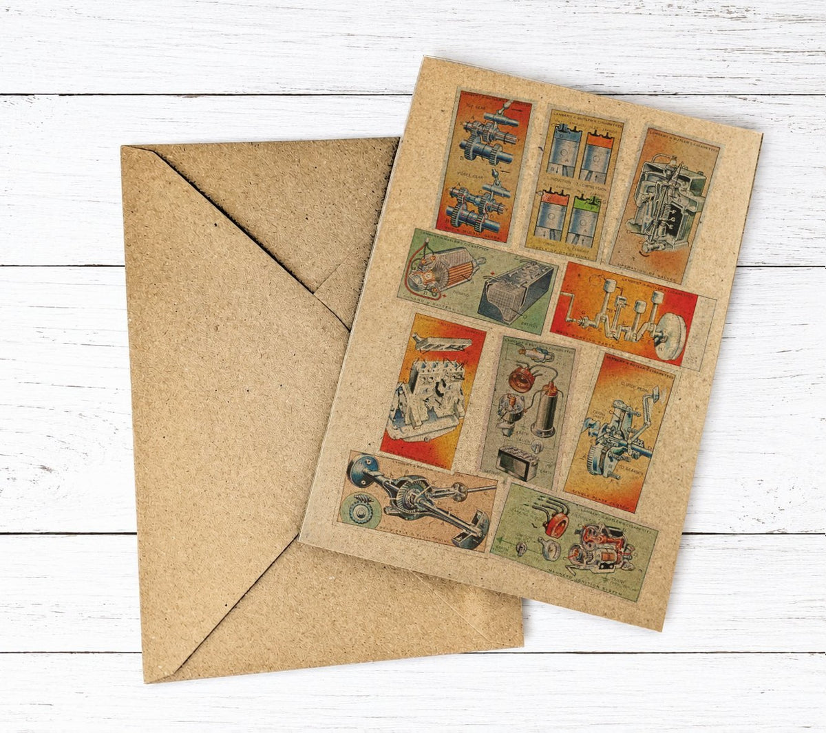 vintage car engines mechanic birthday card