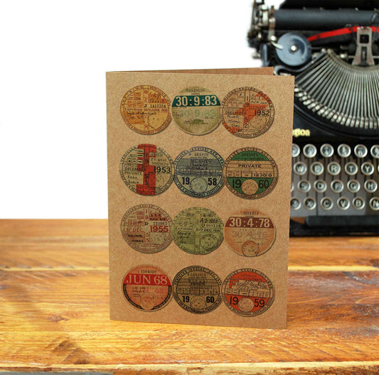 vintage tax disc greeting birthday card