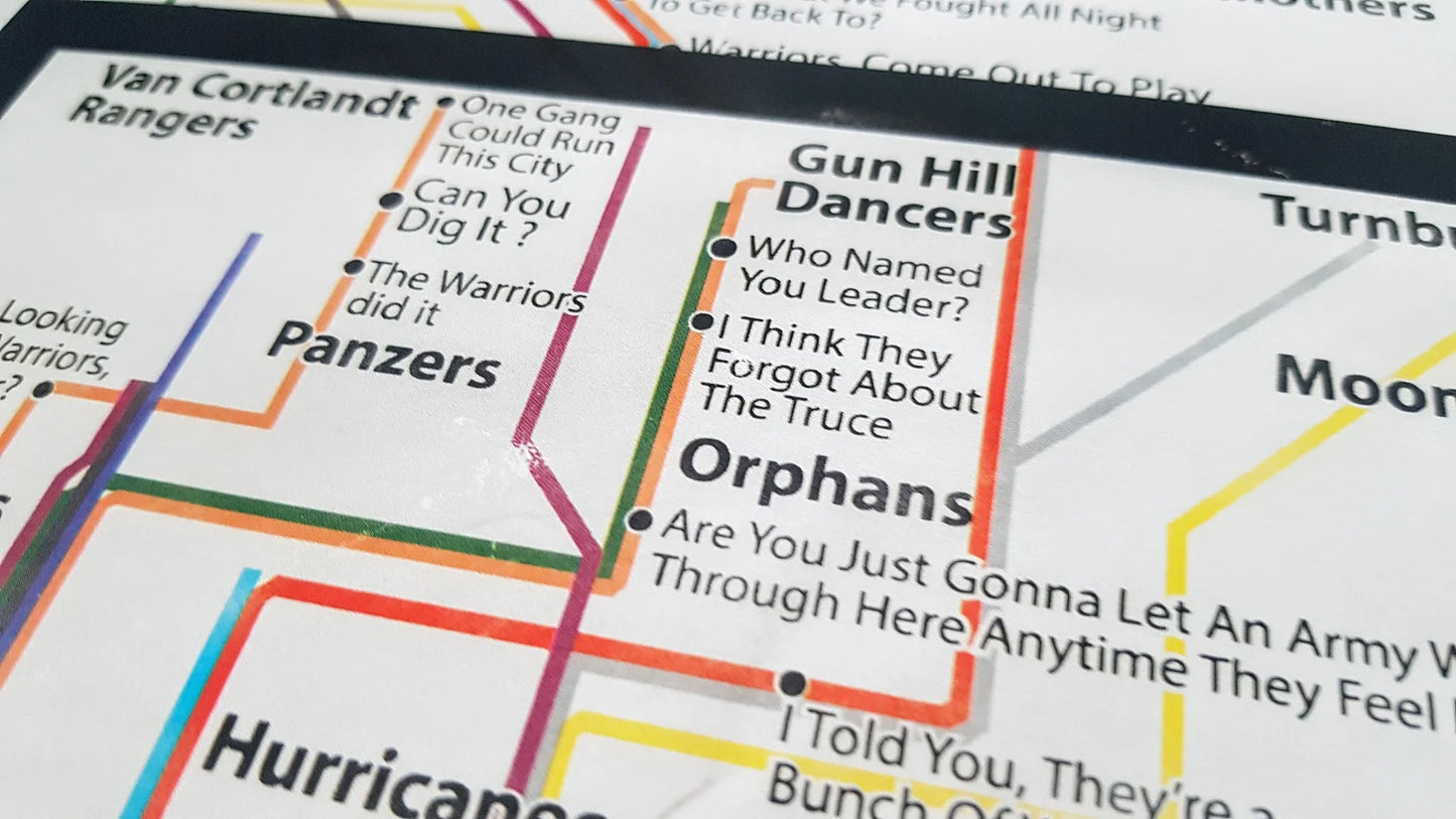 The Warriors Wall Art Print - Vintage New York Subway Movie Quotes Map