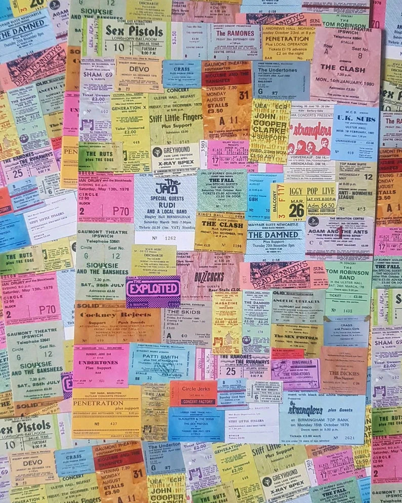 PUNK ROCK - Vintage Concert Tickets - A4 Wall Art Print