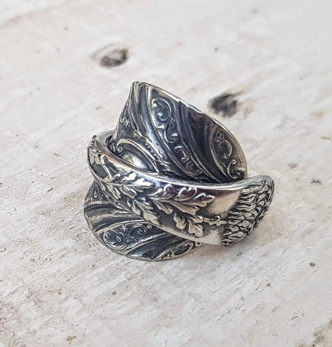 Vintage - Spoon Ring - Handmade Upcycled - Mens - Ladies Floral Gothic Jewelry