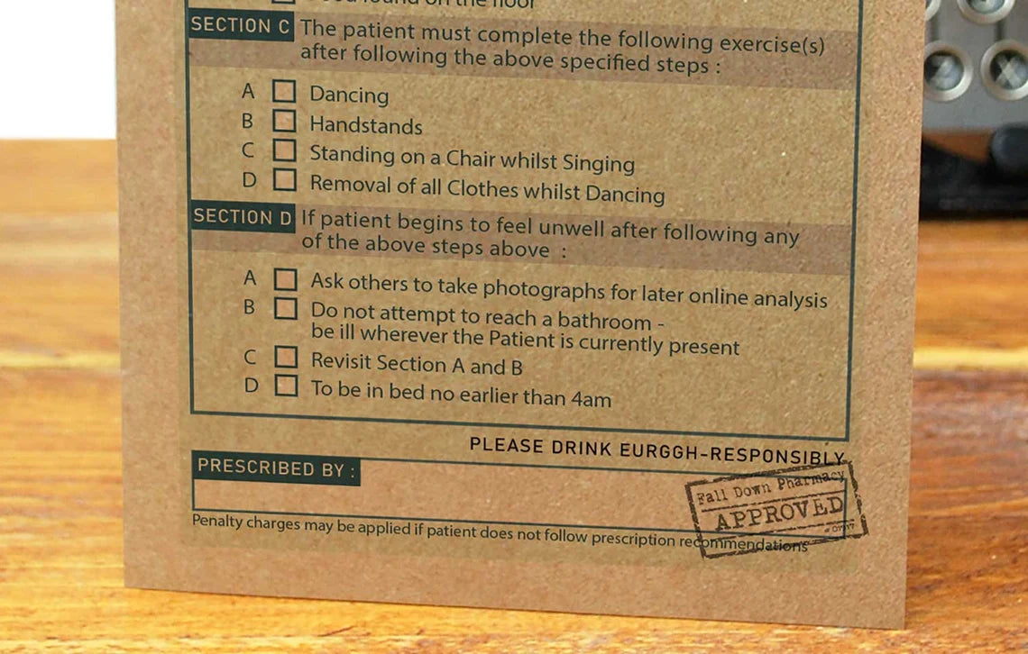 ALCOHOL PRESCRIPTION - Birthday Card - ADULT Humour - Hangover - Drinking - Beer - Alcohol - Inappropriate - Joke - Humor - Drunk - Wasted