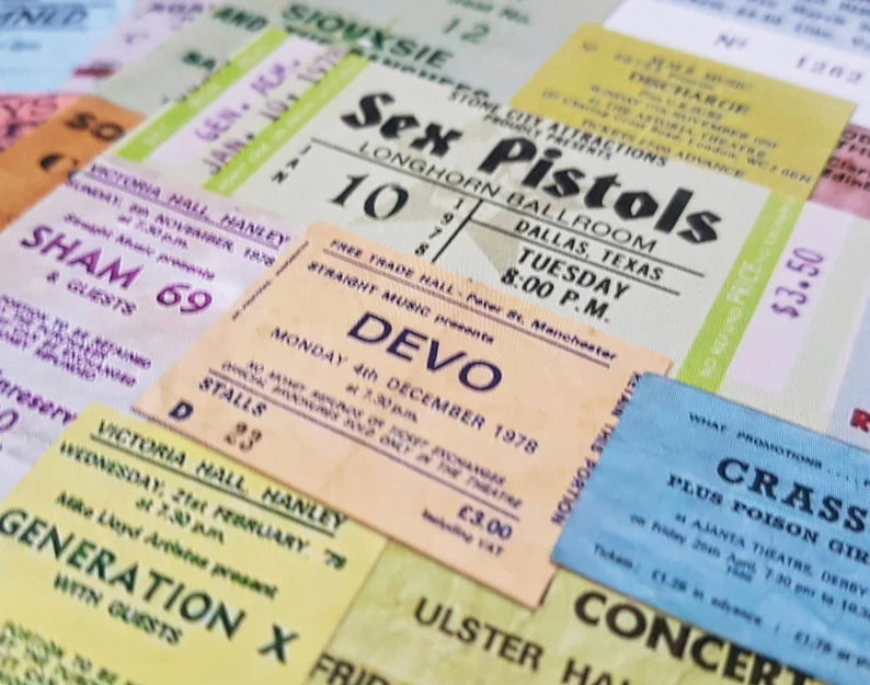 VINTAGE PUNK Concert Ticket Wall PRINT