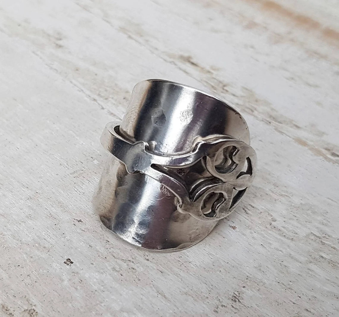 Vintage - Spoon Ring - Handmade Upcycled - Mens / Ladies Boho Floral Jewelry