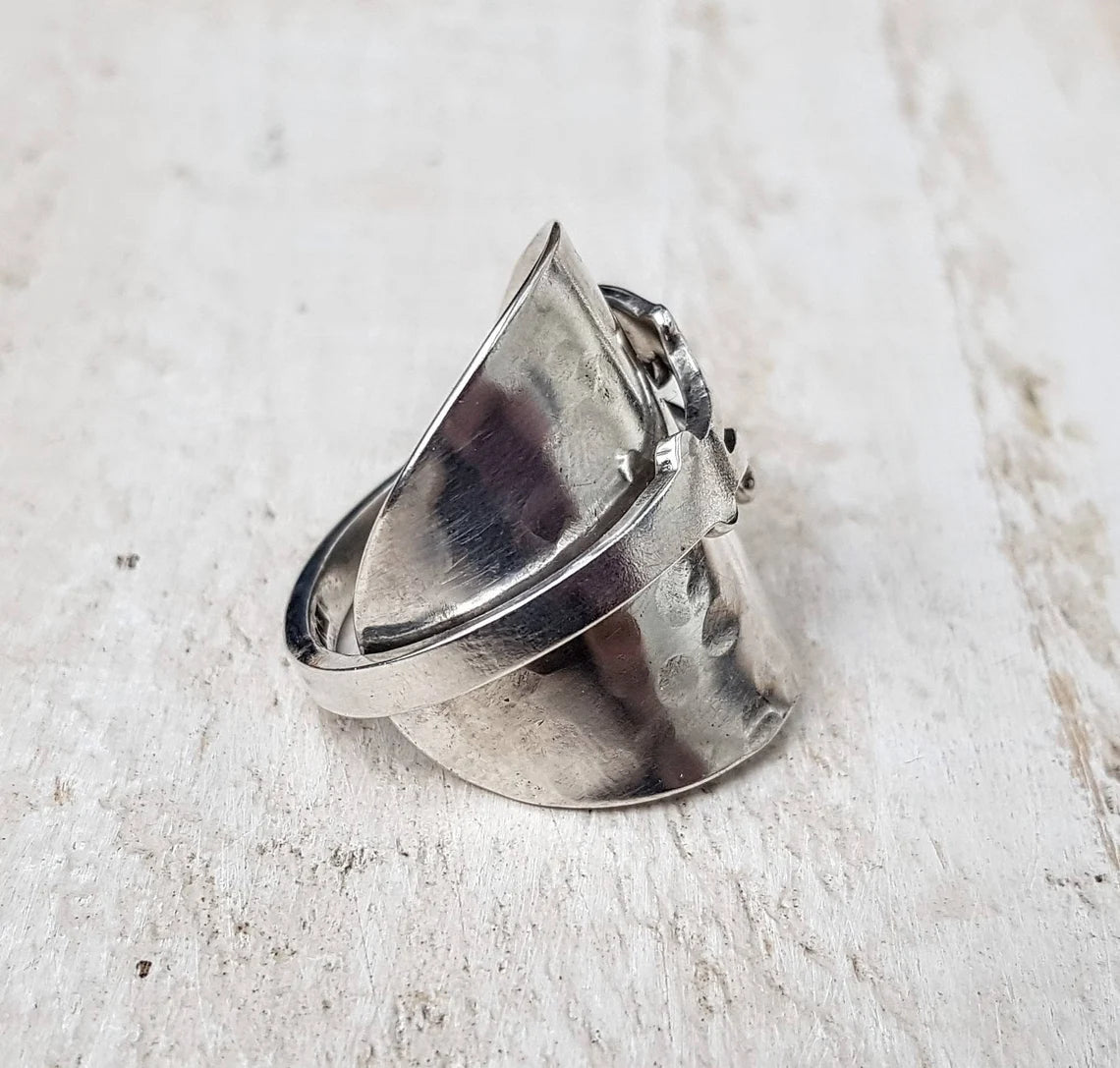 Vintage - Spoon Ring - Handmade Upcycled - Mens / Ladies Boho Floral Jewelry