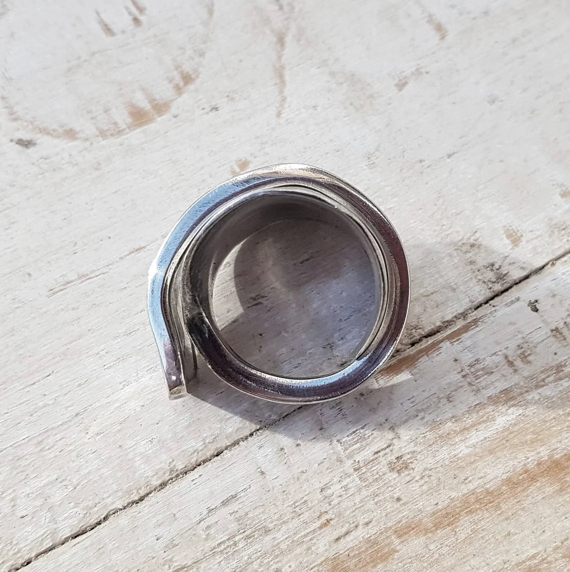 Vintage Art Deco Upcycled Spoon Ring - STAR Pattern