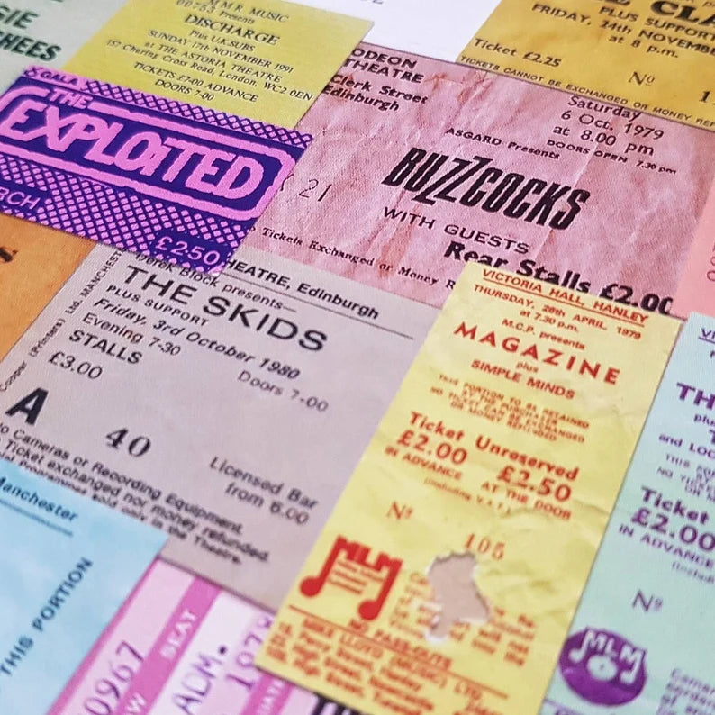 PUNK ROCK - Vintage Concert Tickets - A4 Wall Art Print