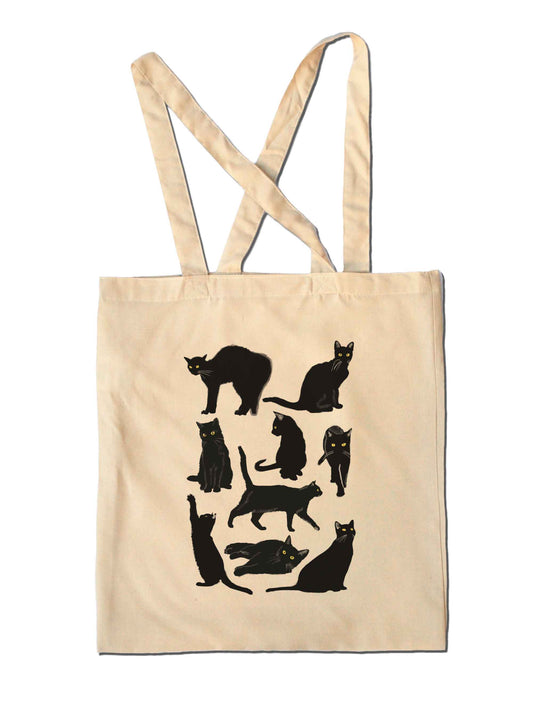 BLACK CAT - Tote Shopping Bag - Cat Lover Humor