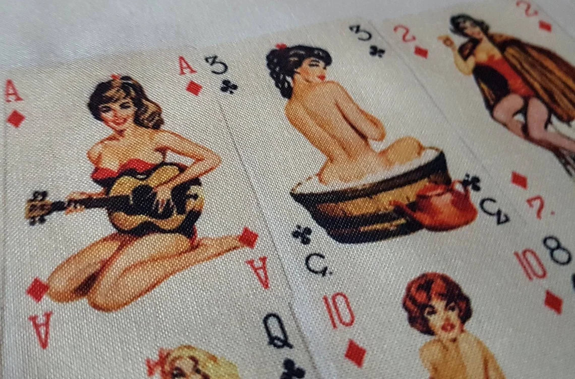 VINTAGE Pin Up Girl Art Playing Card Art 50s Retro Shopping Tote Bag