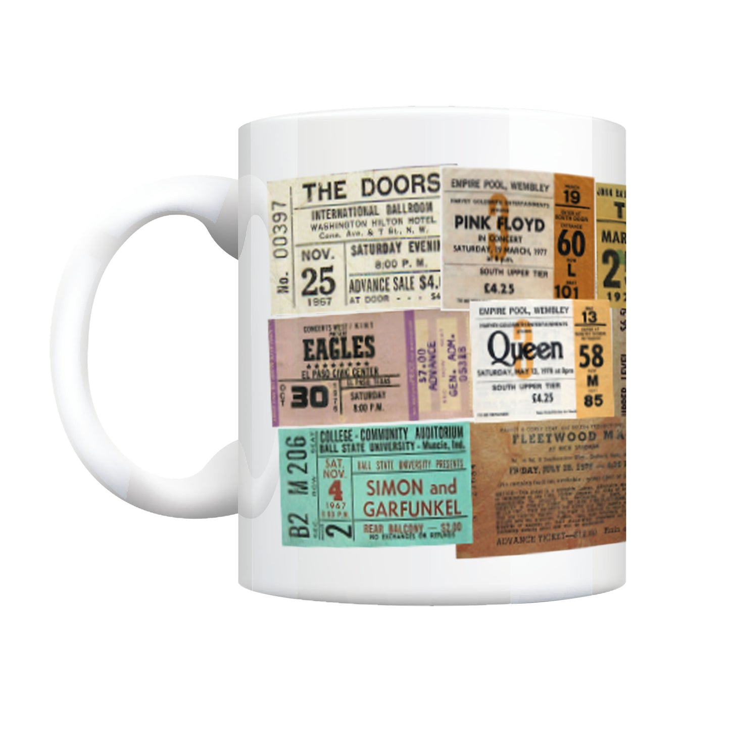 Vintage CONCERT Ticket - Coffee Mug - Classic Rock - Dad Gift - 60s -70s