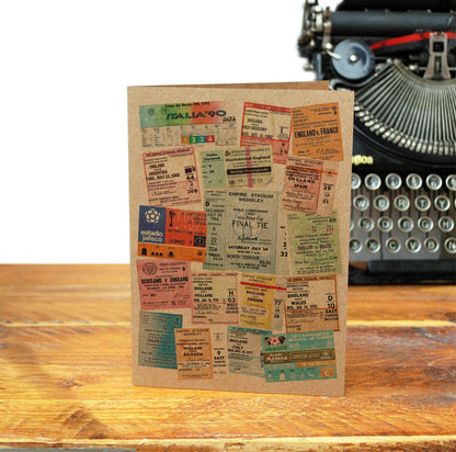 England Football Match Vintage Tickets Greeting Card