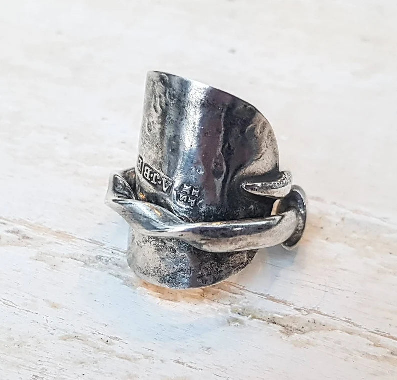 1926 Unisex - Vintage Spoon Ring - Upcycled Boho - Gothic Jewelry - Handmade