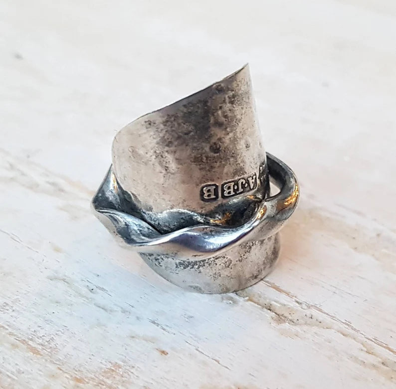 1926 Unisex - Vintage Spoon Ring - Upcycled Boho - Gothic Jewelry - Handmade