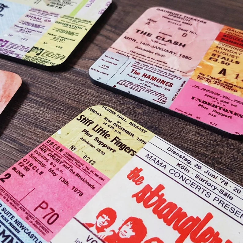 VINTAGE PUNK ROCK Concert Tickets - Drinks Coasters Set