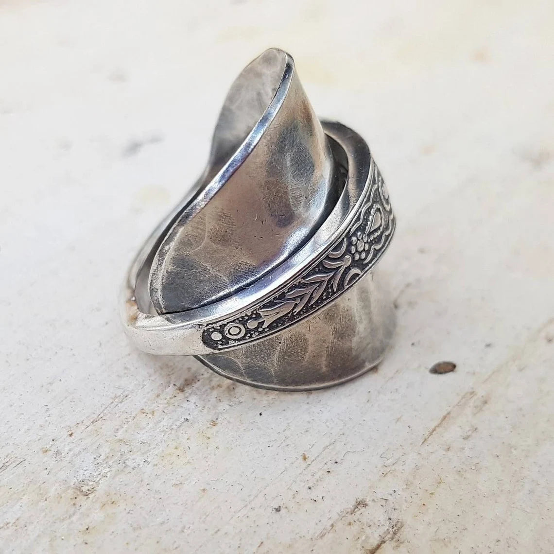 Vintage - Spoon Ring - Handmade Upcycled - Boho Floral Gothic Jewelry