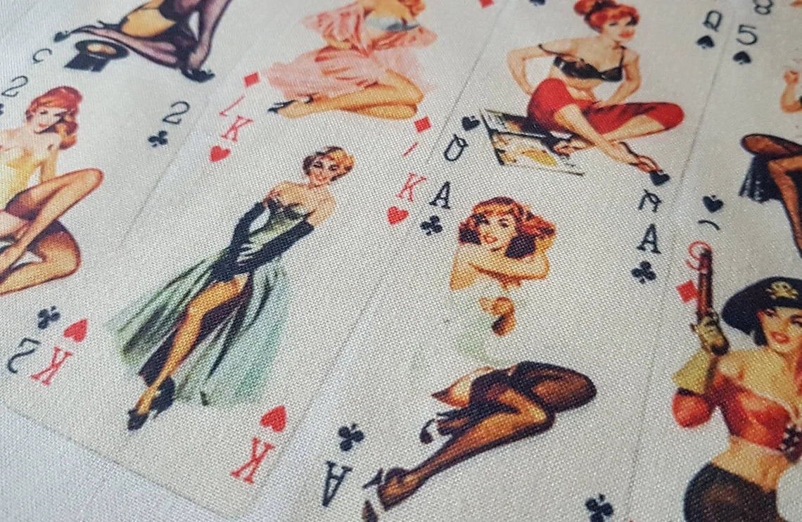 VINTAGE Pin Up Girl Art Playing Card Art 50s Retro Shopping Tote Bag