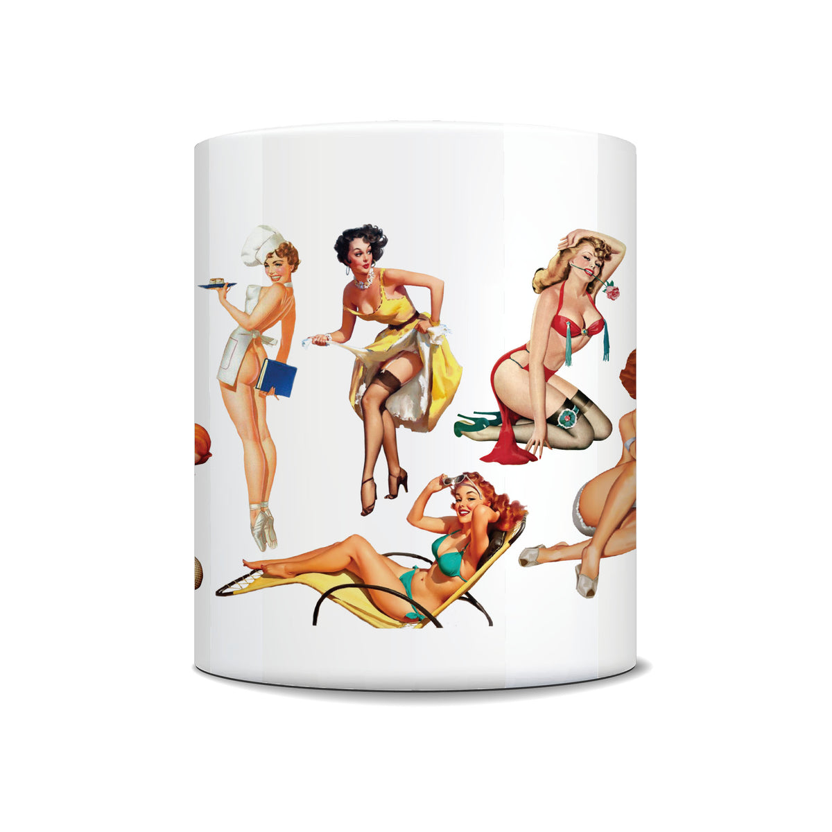 Vintage 50s PIN UP GIRLS Art Coffee Mug