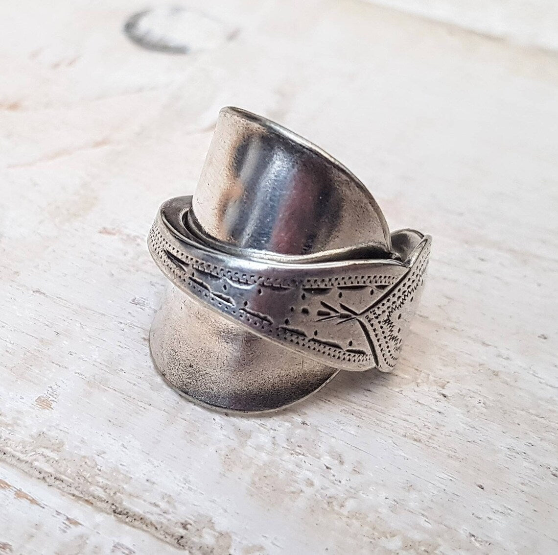 Vintage - Spoon Ring - Handmade Upcycled - Boho Floral Jewelry