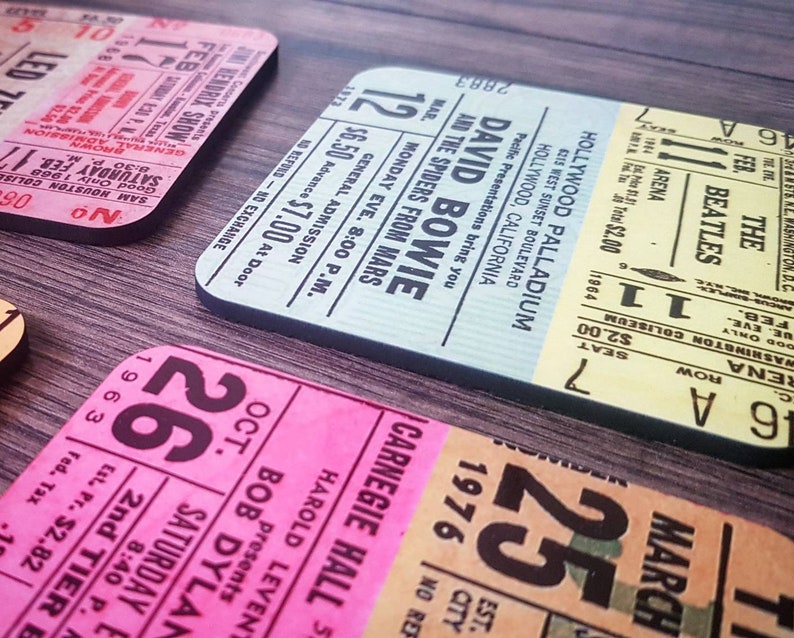 Vintage Concert Tickets - Coaster Set