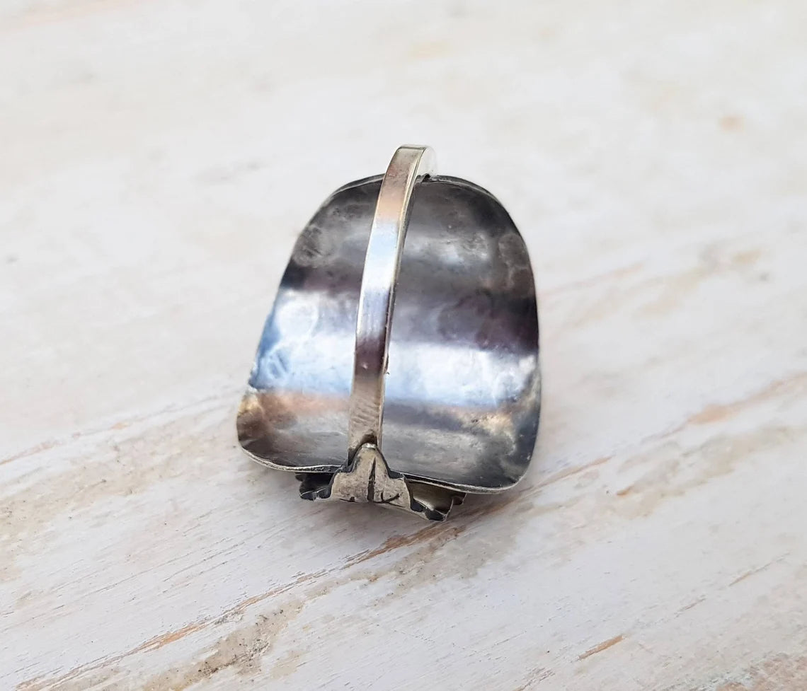 Vintage - Leaf Spoon Ring - Handmade Upcycled - Boho Jewelry