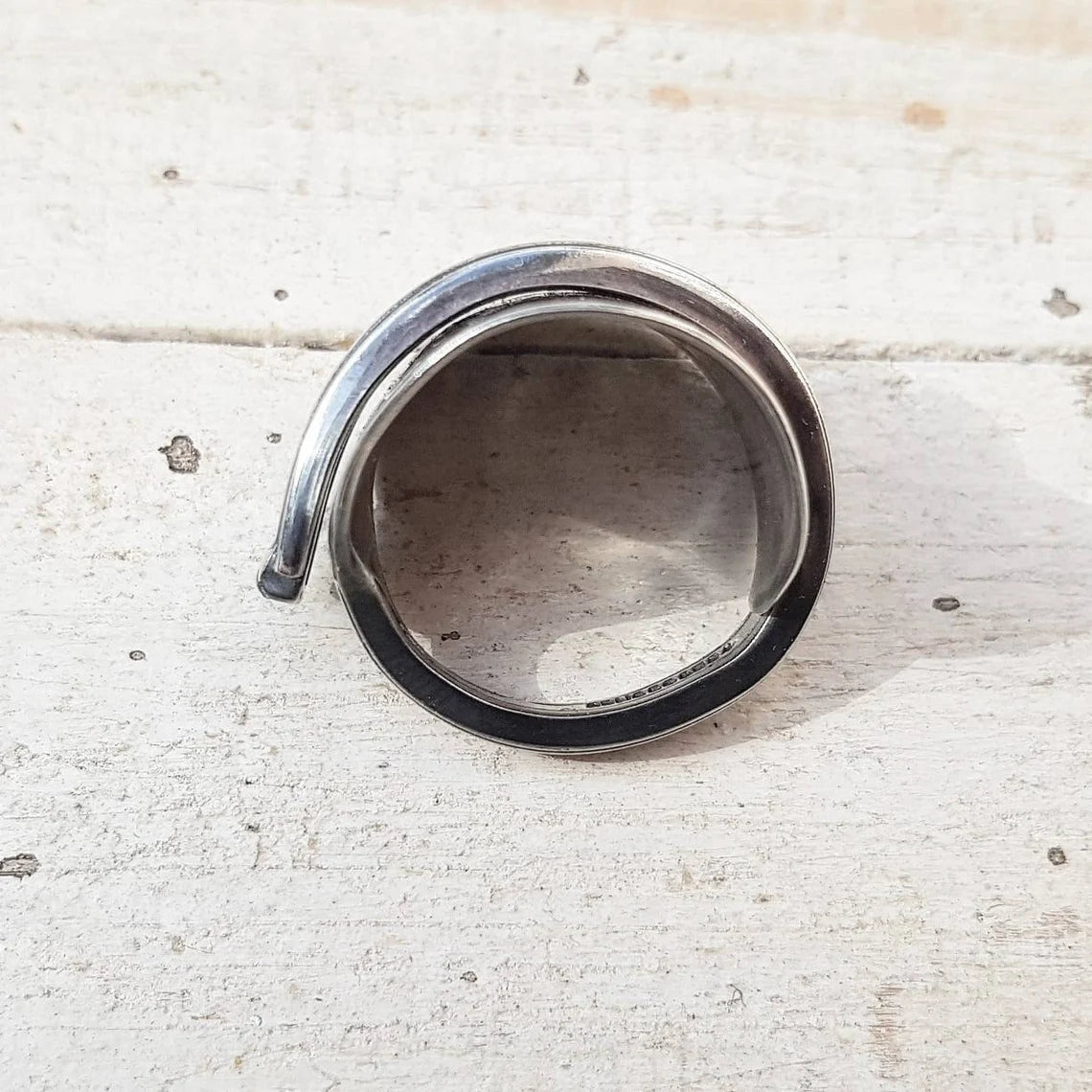 Vintage Art Deco Upcycled Spoon Ring - Heart Pattern