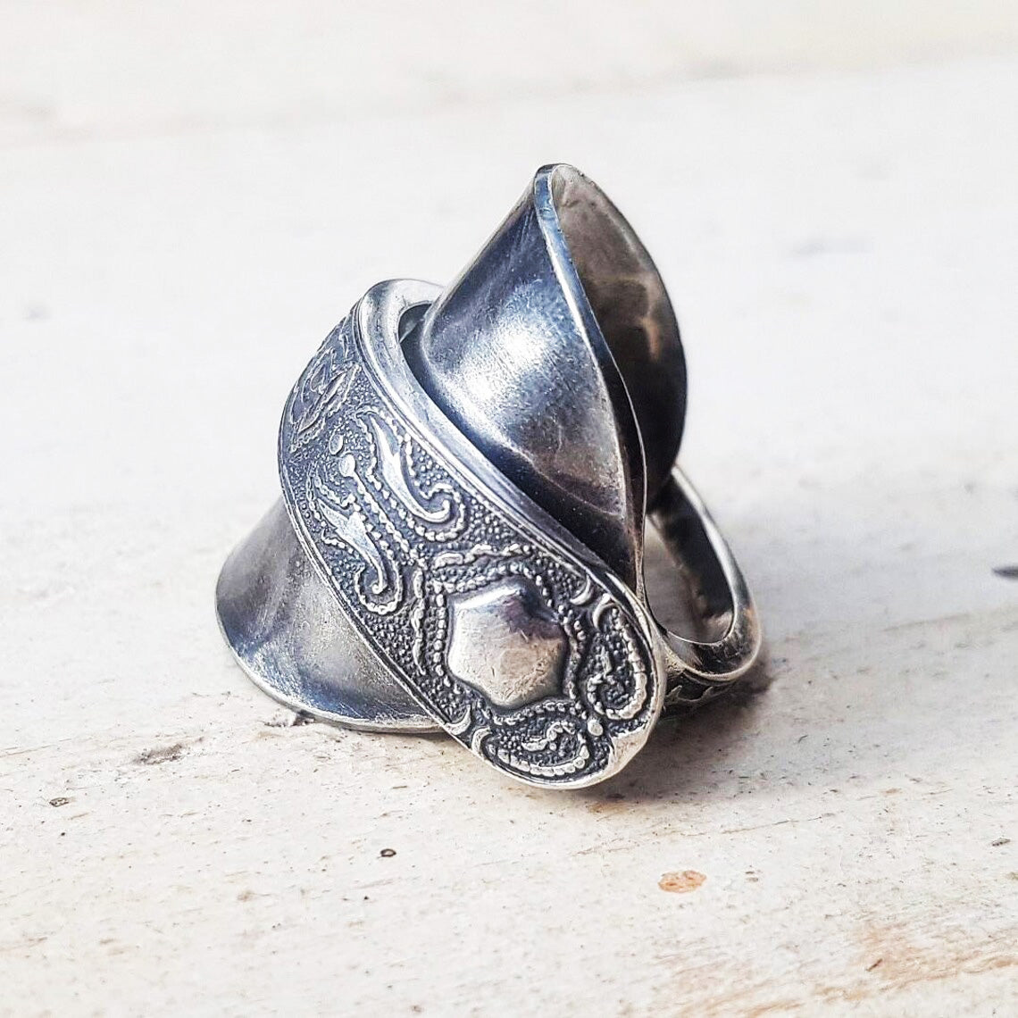 Vintage - Spoon Ring - Handmade Upcycled - Boho Floral Gothic Jewelry