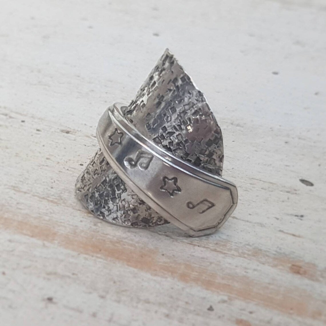 Vintage - Music Spoon Ring - Handmade Upcycled - Boho - Jewelry