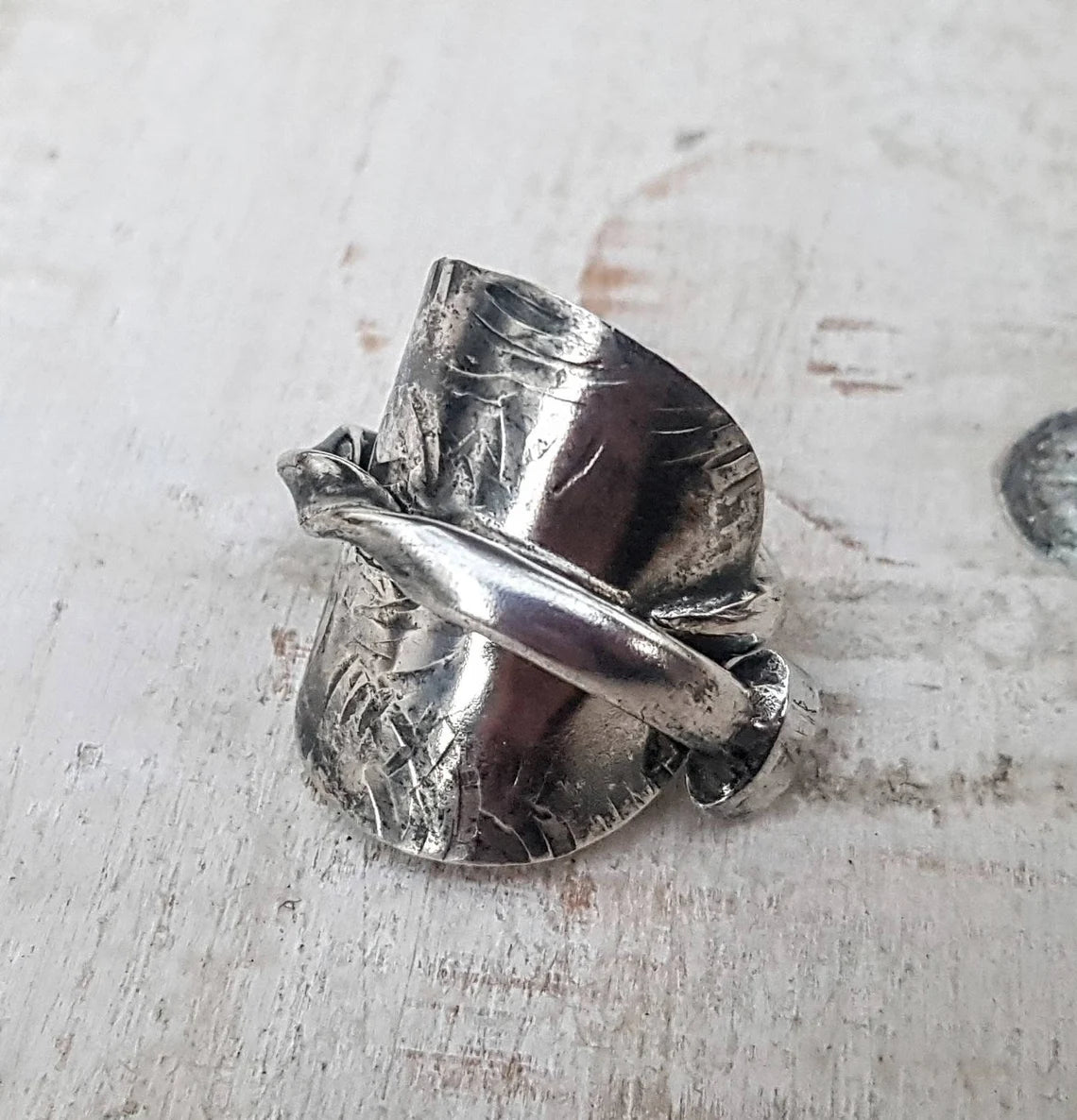 1926 Unisex - Vintage Spoon Ring - Upcycled Boho - Gothic Jewelry - Handmade