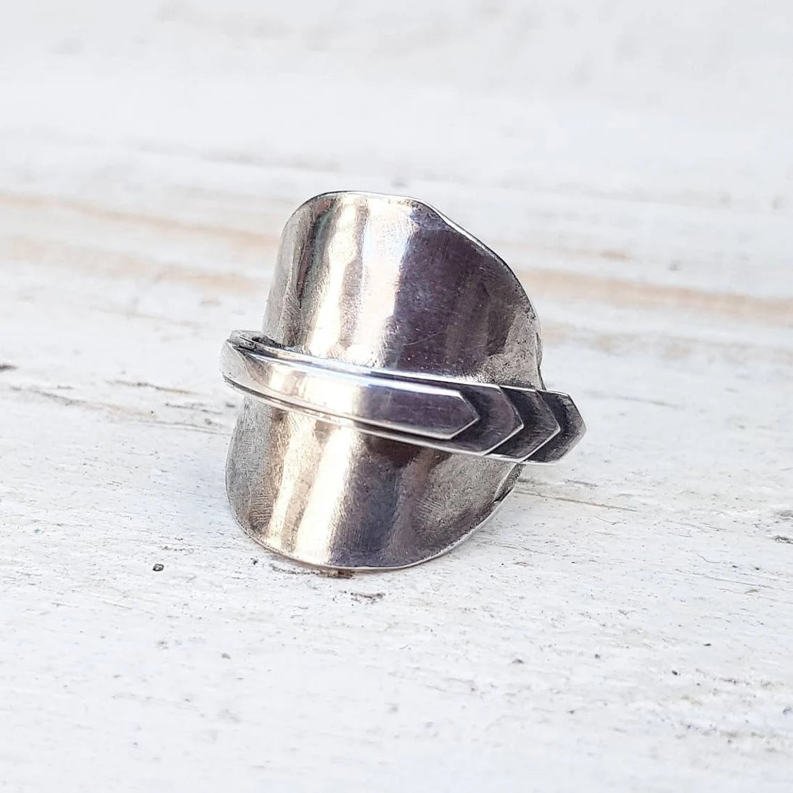 1932 Art Deco Sterling Silver Unisex - Vintage - Spoon Ring