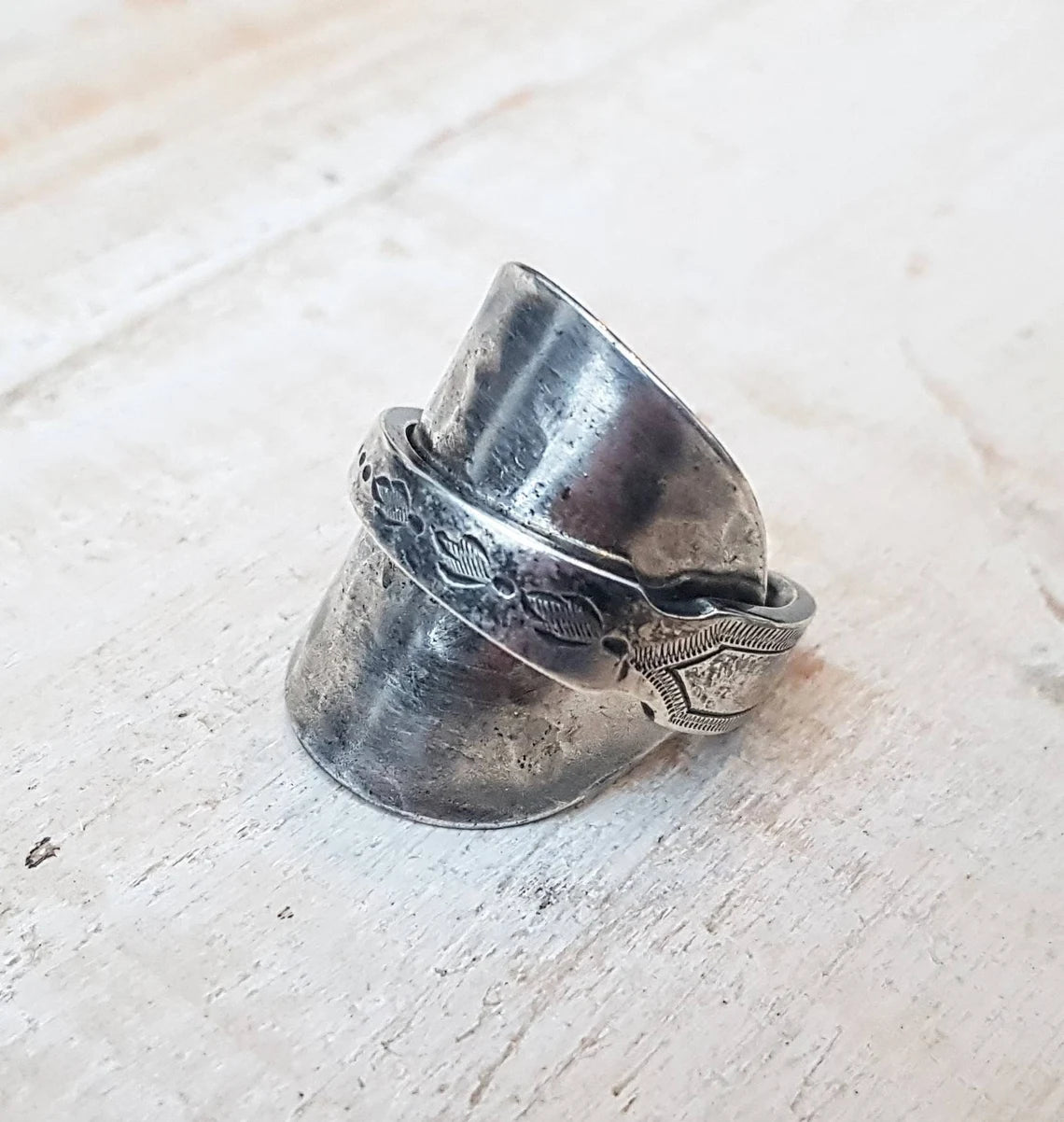 Vintage - Spoon Ring - Handmade Upcycled - Boho Floral Gothic Jewelry