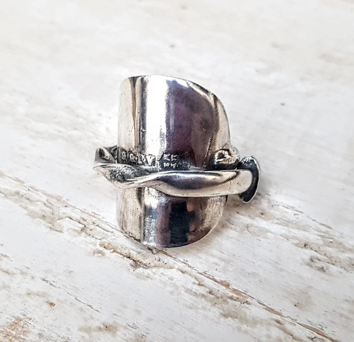 1926 Unisex - Vintage Full Spoon Ring - Upcycled Boho - Gothic Jewelry - Handmade