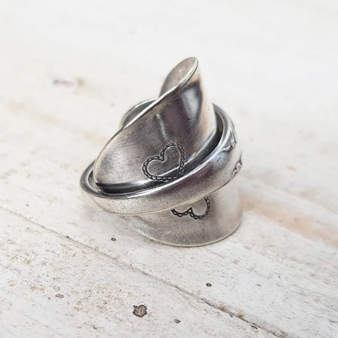 Vintage - Spoon Ring - Handmade Upcycled - Hearts - Boho - Jewelry