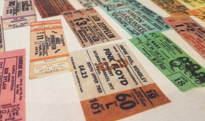 VINTAGE CONCERT TICKET BAG - Bowie - Stones - Hendrix - Led Zep